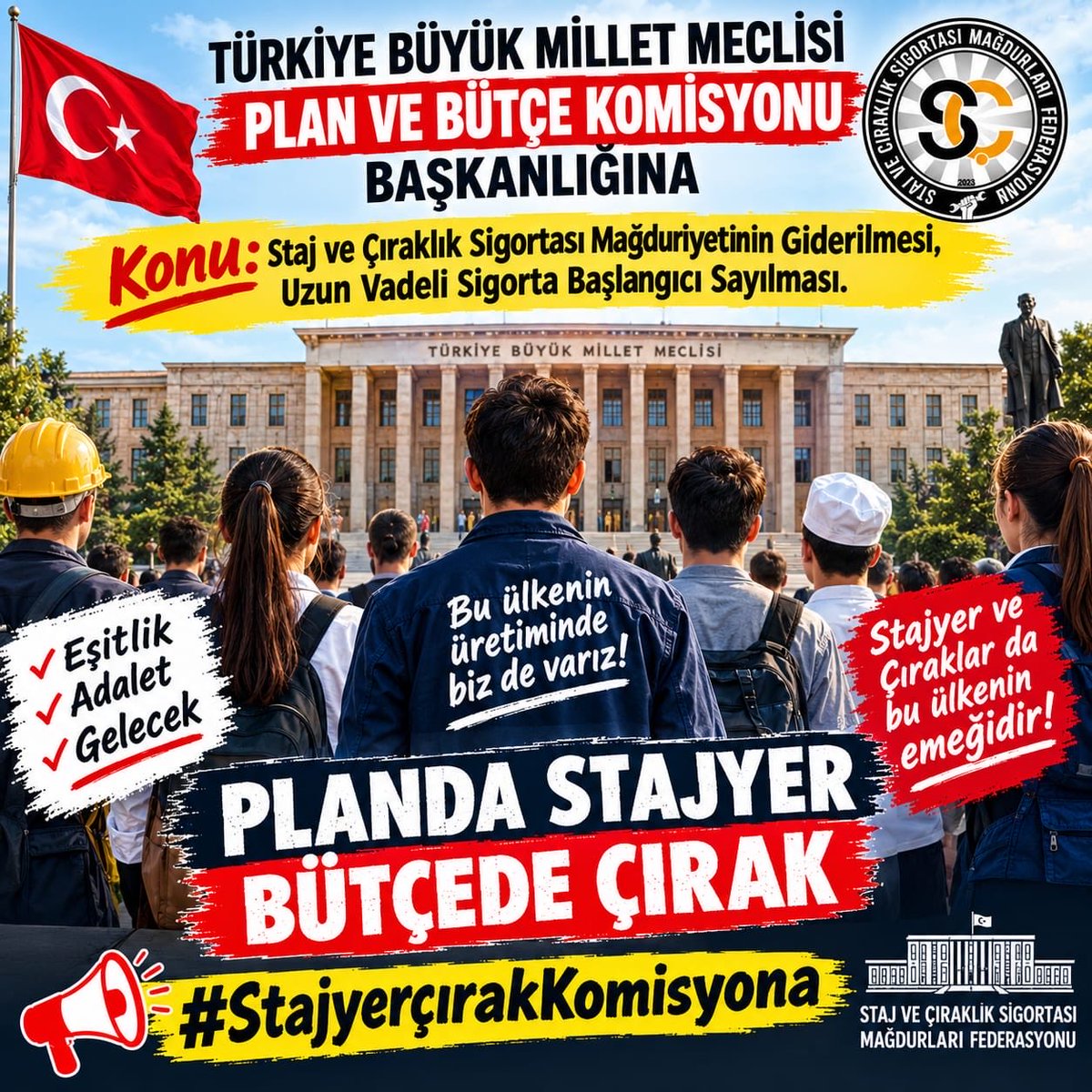 CirakStajFED's tweet photo. MİLLİ EĞİTİM BAKANLIĞI KOMİSYONU BAŞKANLIĞINA

Konu: MESEM Kapsamındaki Öğrencilerin Gelecek Güvencesi, Etkin Denetim Mekanizmaları ve Geçmiş Dönem Staj ve Çıraklık Sigortası Mağduriyetlerinin Çözümü Hakkında

@Yusuf__Tekin 
@CelileErenOKTEN 
@CihadDemirli 
@bllmct40 
@farukyelkenci 
@prof_mahmutozer 
@PrfDrFilizKilic 
@NazimMavis 
@Suat_Ozcagdas 
@serbazmustafa61
@ismetguneshan17 
@latifselvi42 
@kemalkarahanmv 
@ZehraNurAydemr 
@ilyastopsakal 
@saffetsancakli 
@profzuhaltopcu 
@Suat_Ozcagdas 
@senolsunat 
@UGUR__POYRAZ 
@ComezTurhan 
@naimozturrk 
@mustafaergen_ 

Staj ve Çıraklık Sigortası Mağdurları Federasyonu olarak; üretimin, emeğin ve mesleki eğitimin sahadaki durumunu en yakından takip eden kurumsal bir yapı sorumluluğuyla hareket etmekteyiz. 

Ülkemizin kalkınma hamlesinin ve sanayisinin temeli olan genç yeteneklerimizin korunması, hak ettikleri değeri görmesi ve yarınlarına güvenle bakabilmesi toplumsal bir zorunluluktur.

Bu doğrultuda, Bakanlığınız Komisyonu bünyesinde yürütülen çalışmalara katkı sunmak adına aşağıdaki temel hususları dikkate almanızı önemle arz ederiz:

Geçmiş Dönem Mağduriyetlerinin Bütüncül Çözümü: 

Yıllar önce staj ve çıraklık kapsamında fiilen çalışmış ancak sigorta başlangıçları emeklilik hesabında sayılmadığı için mağduriyet yaşayan vatandaşlarımızın hak hakkaniyet çerçevesinde teslim edilmelidir. 

Geçmişte yaşanan bu adaletsizliğin giderilmesi, hem toplumsal vicdanı rahatlatacak hem de mesleki eğitim sistemine olan güveni yeniden tesis edecektir.

MESEM Öğrencileri İçin Gelecek Güvencesi: MESEM bünyesinde eğitim alırken doğrudan üretim süreçlerine katılan çocuklarımızın geleceğe umutla bakabilmeleri, sosyal güvenlik haklarının eksiksiz teminat altına alınmasına bağlıdır. Eğitim döneminde yapılan çalışmaların uzun vadeli sigorta kollarını da kapsayacak şekilde düzenlenmesi, gençlerimizin yarın kaygısını ortadan kaldıracaktır.

Etkin ve Şeffaf Denetleme Mekanizması: Eğitim süreçlerinin niteliğini korumak, iş sağlığı ve güvenliği standartlarını en üst düzeyde tutmak adına sahada işleyen güçlü bir denetim mekanizması şarttır. 

Denetim kanallarının daha sıkı, düzenli ve şeffaf bir yapıda çalıştırılması; hem çocuklarımızın haklarını güvenceye alacak hem de uygulamanın istismar edilmesini önleyecektir.

Geçmişte hak kaybına uğramış staj ve çıraklık mağdurlarının adalet talebinin karşılanması ve geleceğimiz olan MESEM öğrencilerinin yarınlara güvenle bakabilmesi adına atılacak her adımı desteklediğimizi belirtir, Komisyonunuza çalışmalarında başarılar dileriz.

Saygılarımızla,
Staj ve Çıraklık Sigortası Mağdurları Federasyonu

Planda Stajyer Bütçede Çırak
#StajyerçırakKomisyona