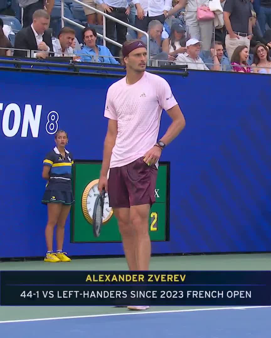 usopen's tweet photo. Alexander Zverev loves a left-handed opponent. https://t.co/D9gEOX73EE