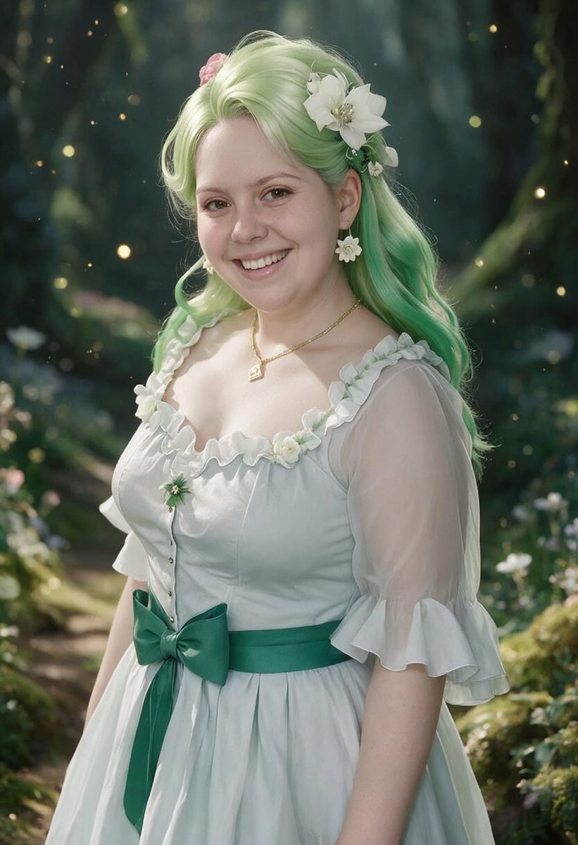 Lizzy1262629's tweet photo. Mint dress in the woods — green wig, white flowers in the hair, satin bow at the waist. Sun through the trees, a wide smile.
#GreenHair #ForestPortrait #MintDress #FlowerHair #Cottagecore #GardenLook #OOTD #SoftLight #FairytaleLook #LookOfTheDay #NatureShoot #CuteLook https://t.co/GwhdG1Sj0U