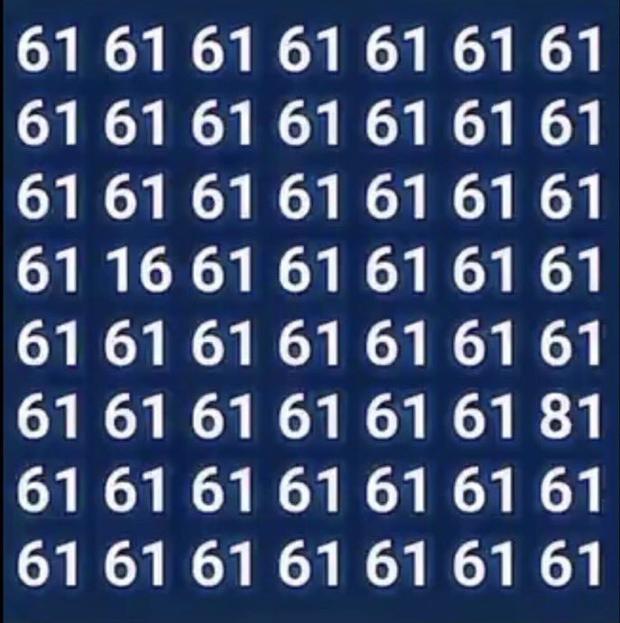 KingTunde_SZN's tweet photo. Find the two different numbers except 61 https://t.co/GHR2mtc3C8