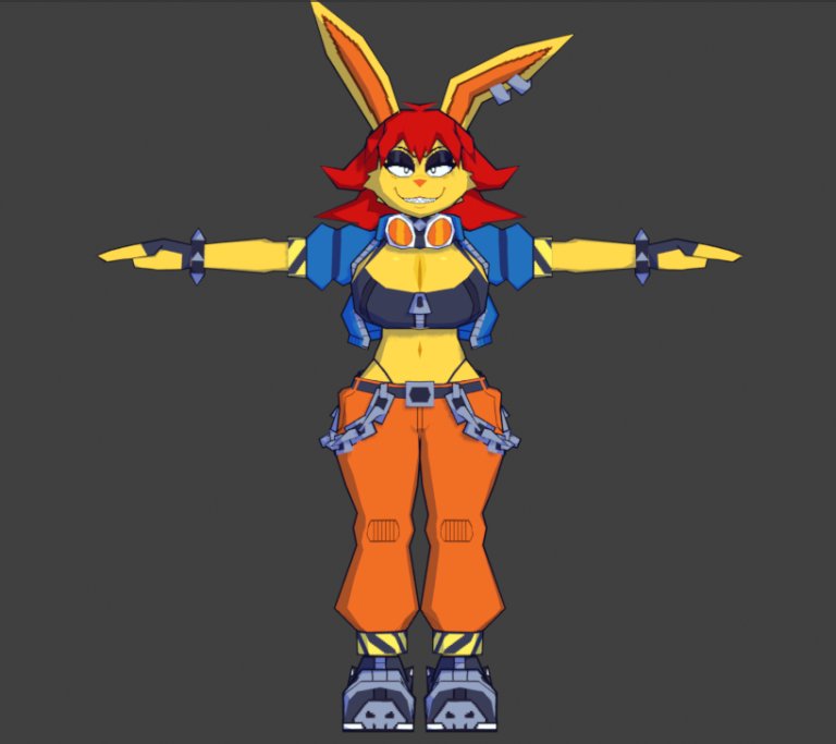 watchfulwrocket's tweet photo. I wanna pat myself on the back now that the modeling/texturing is pretty much done. 😄

But I am NOT looking forward to rigging/weight painting her and the sanity slippage that is going to follow that. 🤪 https://t.co/lC2Bd1sbND
