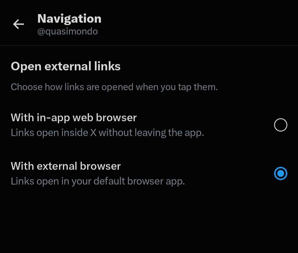 quasimondo's tweet photo. In case you were wondering how to turn off that utterly useless "open external links inside the app" feature which got sneaked in recently:
Settings -> Accessibility, Display and Languages -> Navigation https://t.co/GZ2qeTjHdI