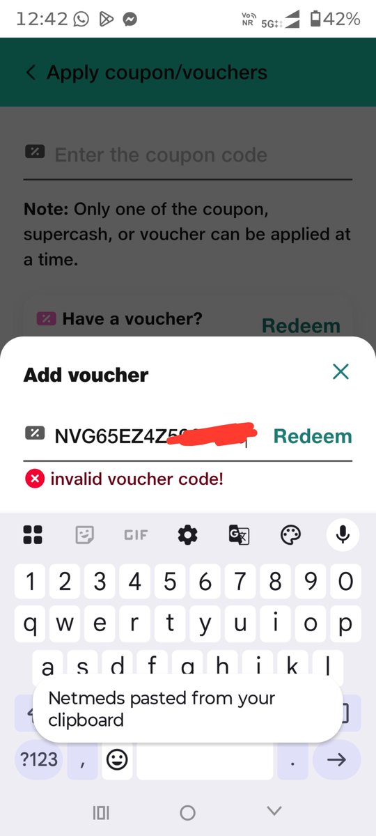 RajdeepPau58233's tweet photo. I am not redeem coupon code which I have buy from gpay 250 rupees. 
I am facing problem since April 2026, please check my matter 

I have also email but not getting the solution for redeem. 
Email ticket no 
Ticket No:779298507514
Ticket No:789293821773
@NetMeds https://t.co/LwwtXoVo9x