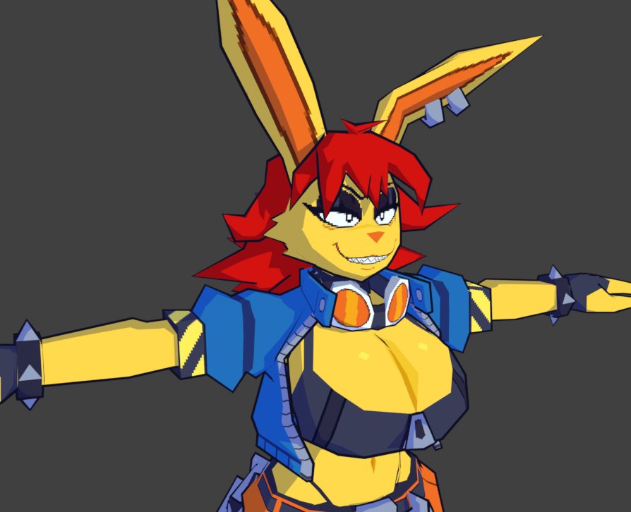 watchfulwrocket's tweet photo. I wanna pat myself on the back now that the modeling/texturing is pretty much done. 😄

But I am NOT looking forward to rigging/weight painting her and the sanity slippage that is going to follow that. 🤪 https://t.co/lC2Bd1sbND