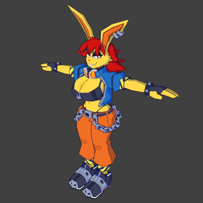 watchfulwrocket's tweet photo. I wanna pat myself on the back now that the modeling/texturing is pretty much done. 😄

But I am NOT looking forward to rigging/weight painting her and the sanity slippage that is going to follow that. 🤪 https://t.co/lC2Bd1sbND