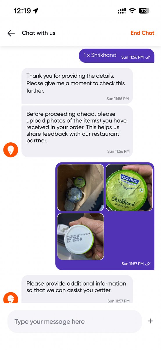 SandeepGhag's tweet photo. @Swiggy @SwiggyCares @jagograhakjago You have Charged 85+GST and sent me a product with MRP 35 (which includes GST). Your incompetent service isn’t able to refund @mid_day @htTweets https://t.co/wX5NzqSiiW