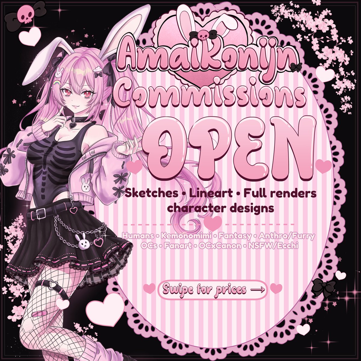 DecayedUsagi's tweet photo. 🌸 After years I am ready to open my commisions again! ( ﾉ^ω^)ﾉ🩷
If I'll ever have a VGen account I'll be able to accept commissions on there (I would be so happy if I got a code though 👉🏻👈🏻🥹)

💌 DM me to talk about your commission idea!
#commisionsopen #artcomissions https://t.co/WqvgReodL4