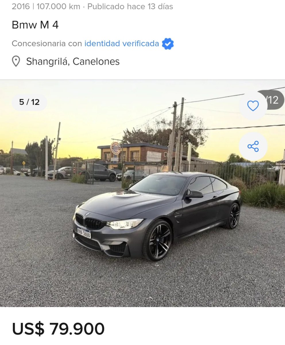Anonym_UY's tweet photo. BMW M4

🇺🇾 En Uruguay 🇰🇵
🚗 Modelo 2016 Copue Normal usado con 107,000 km
💲79,900

🇺🇸 En USA 🇺🇸
🚗 Modelo 2017 Copue Descapotable usado con 8,032 km
💲30,369 https://t.co/RfF8syBp8L