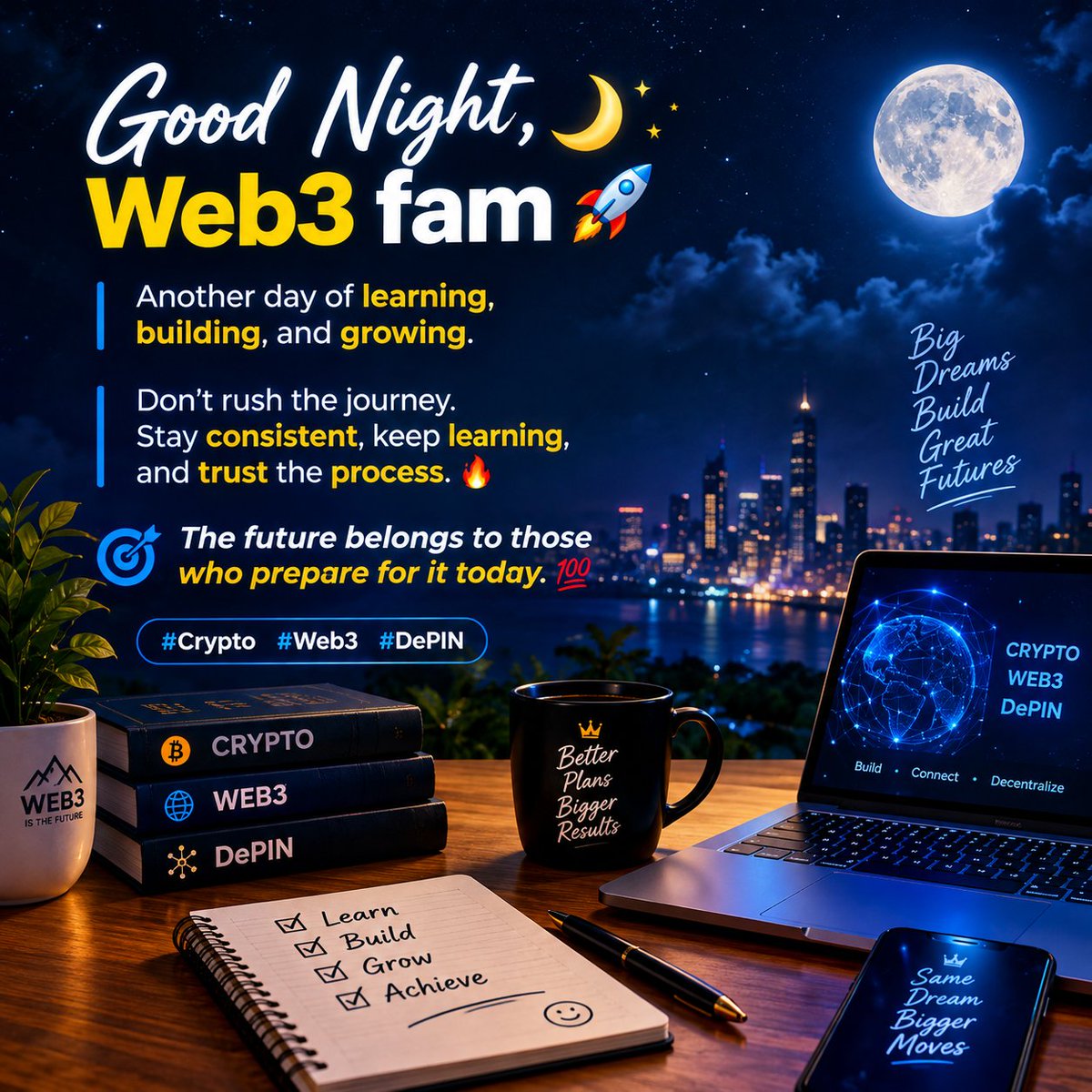 AliyuH_X's tweet photo. Good night, Web3 fam 🌙🚀
Another day of learning, building, and growing.
Don’t rush the journey. Stay consistent, keep learning, and trust the process. 🔥
The future belongs to those who prepare for it today. 💯
#Crypto #Web3 #DePIN https://t.co/GZMbWQceEO