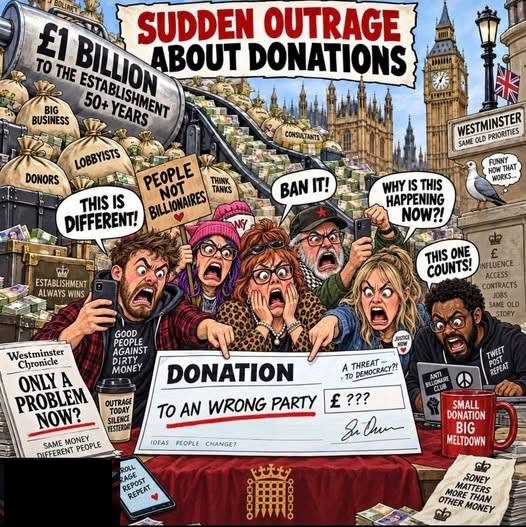 SamGascoyne11's tweet photo. Labour are considering retroactive legislation in order strip Reform UK of their recent donations. If you have been tempted to think that Reform could be establishment - let that die now forever. Reform's only crime is winning and because they are better at fund raising! https://t.co/9HC6x0detR