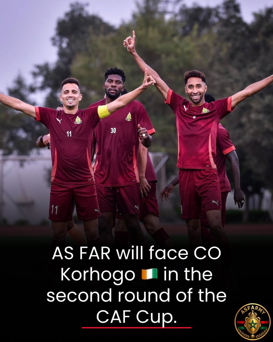 ASFARMY's tweet photo. The AS FAR will face CO Korhogo 🇨🇮 in the second round of the CAF Cup. https://t.co/J5UYytQIL9