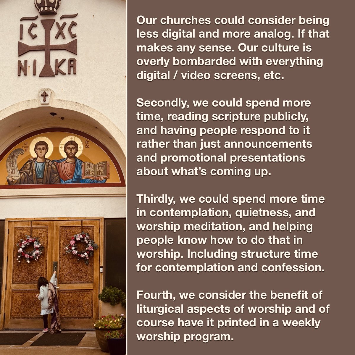 johnmarkclifton's tweet photo. Worshipped with a new Eastern Orthodox Church filled with young families/children. Research reveals increasingly young evangelicals moving toward Orthodox of various types. Here are a few of my thoughts about last night and how are churches might prayerfully consider our worship https://t.co/ixKLVV3K5L