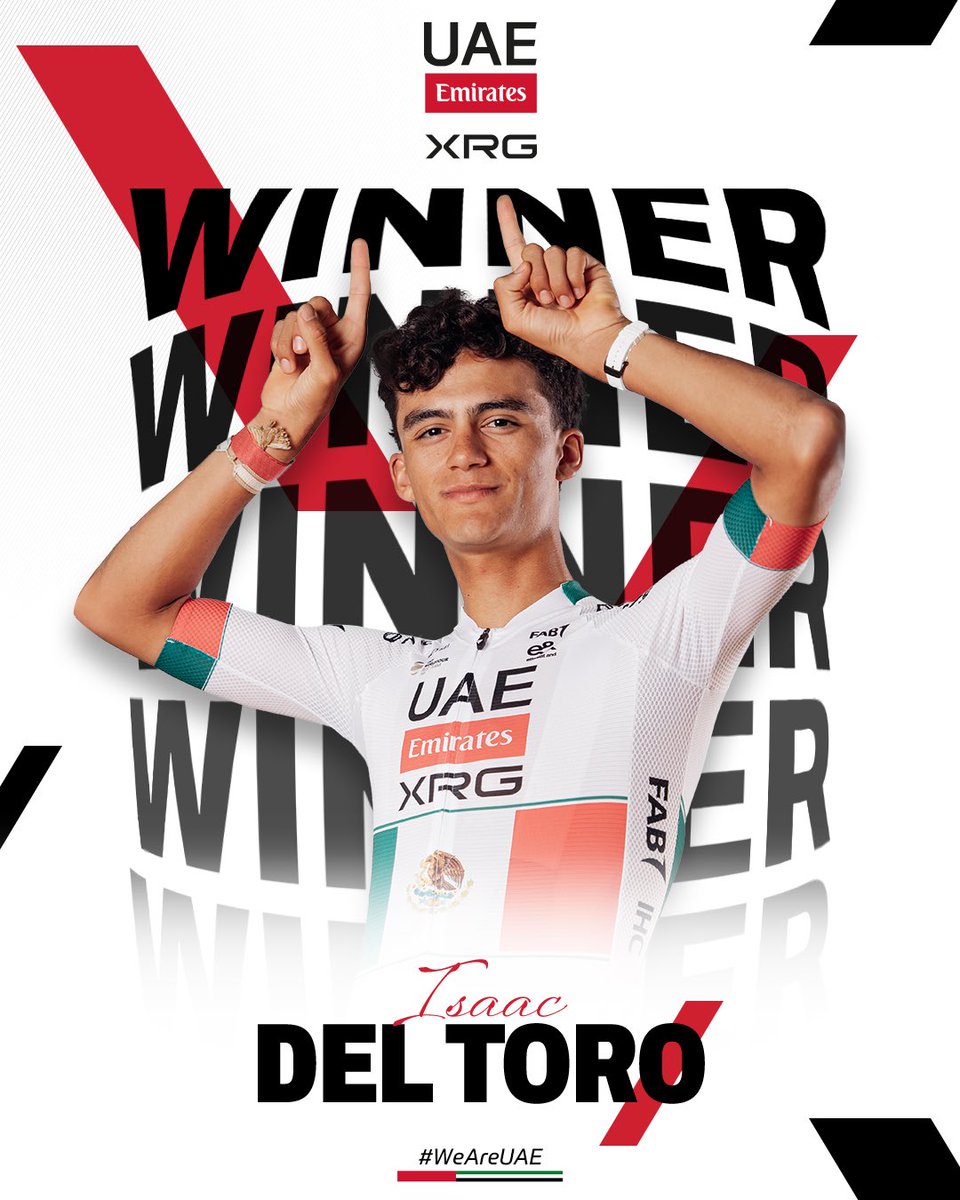 TeamEmiratesUAE's tweet photo. Your winner of the 2026 GP de Montréal, @ISAACDELTOROx1! ❤️‍🔥🥇

After a super team display in Canada, Isaac went clear with Paul Seixas and got the better of the Frenchman in a two-up sprint. 

Top, Torito! Congratulations! 🐂🏆

#WeAreUAE https://t.co/WxVuzO36tE