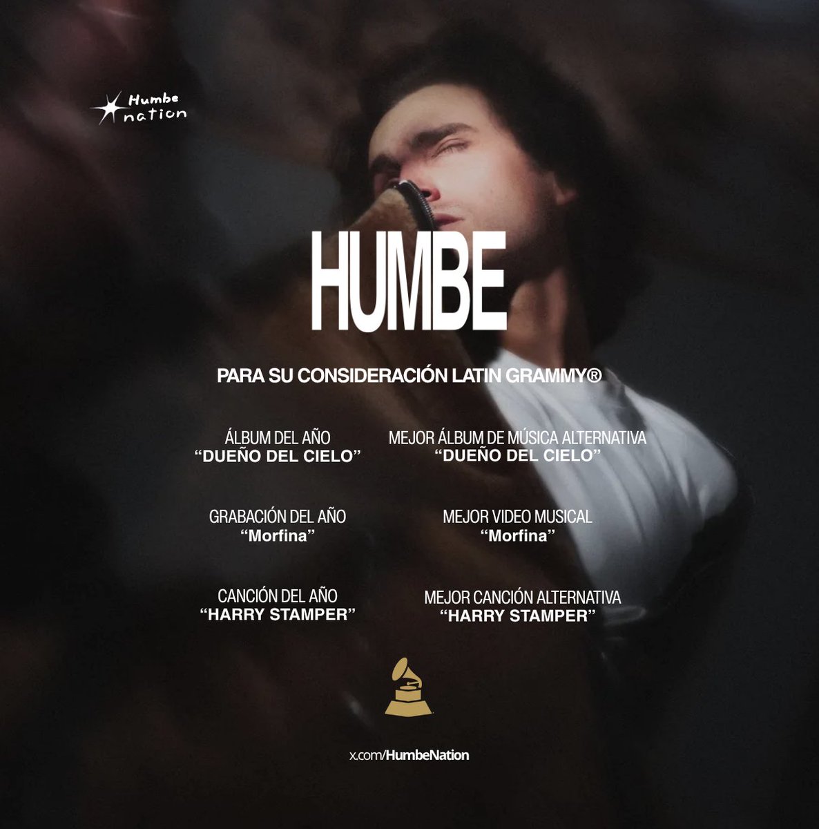 HumbeNation's tweet photo. Estamos a tan solo 3 días de que se anuncien las nominaciones para los Latin GRAMMY 2026. 🏆

— Conoce más a detalle la lista de proyectos que HUMBE envió para su consideración https://t.co/UtBZ3d5RZk