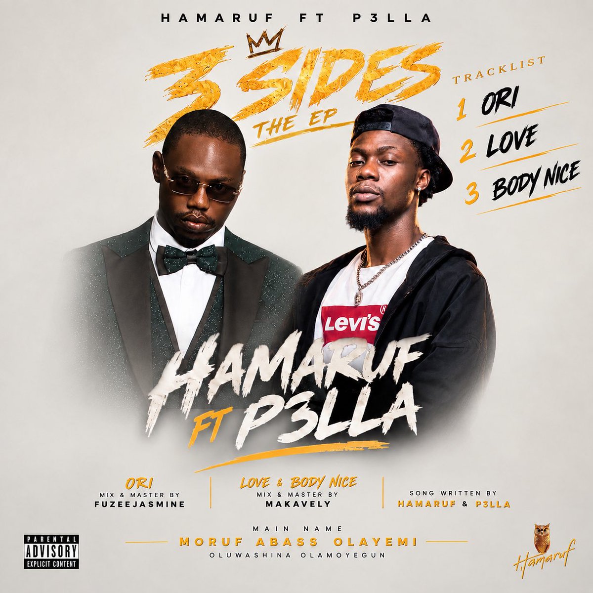 P3lla_Manny's tweet photo. O4 - 10 - 2026 Save the date! 🧡🦉🎶
JOINT EP - 3 SIDES W/ @Hamarufibile 

ORI 
mix and master by @Fuzee Jasmine👑✨ 

LOVE &amp; BODY NICE 
mix and master by @Jerryboi Makavely https://t.co/Zl8mpq282W