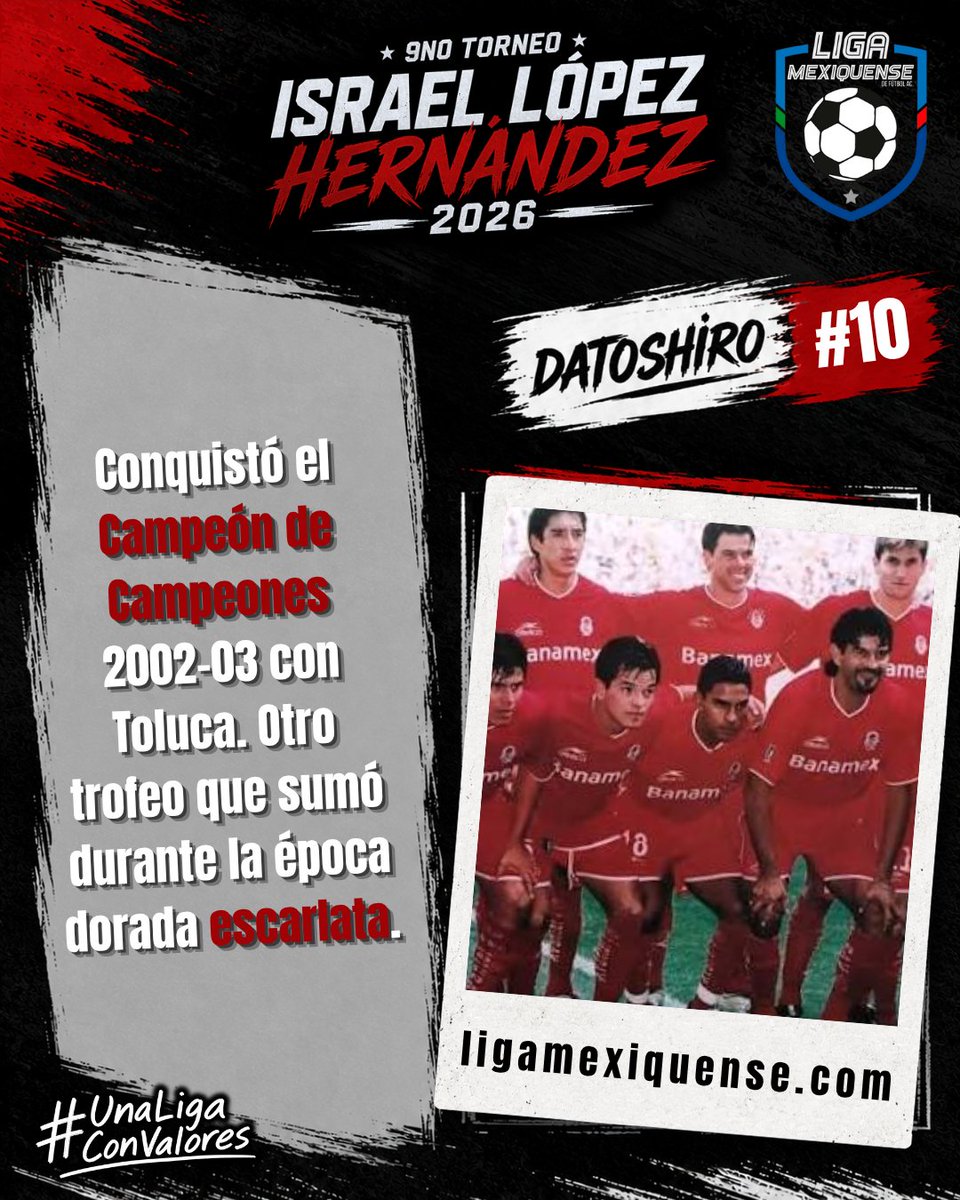 LigaMexiquense's tweet photo. Jornada 10

🏆 DATOSHIRO #10

⚽ Los títulos siguieron llegando.

Además de la Liga MX, Israel López conquistó el Campeón de Campeones 2002-03 con el Deportivo Toluca.

🔴 Otro trofeo más durante la época dorada escarlata.

#UnaLigaConValores #LigaMexiquense

@itoshiro5 https://t.co/phDc4KduUc