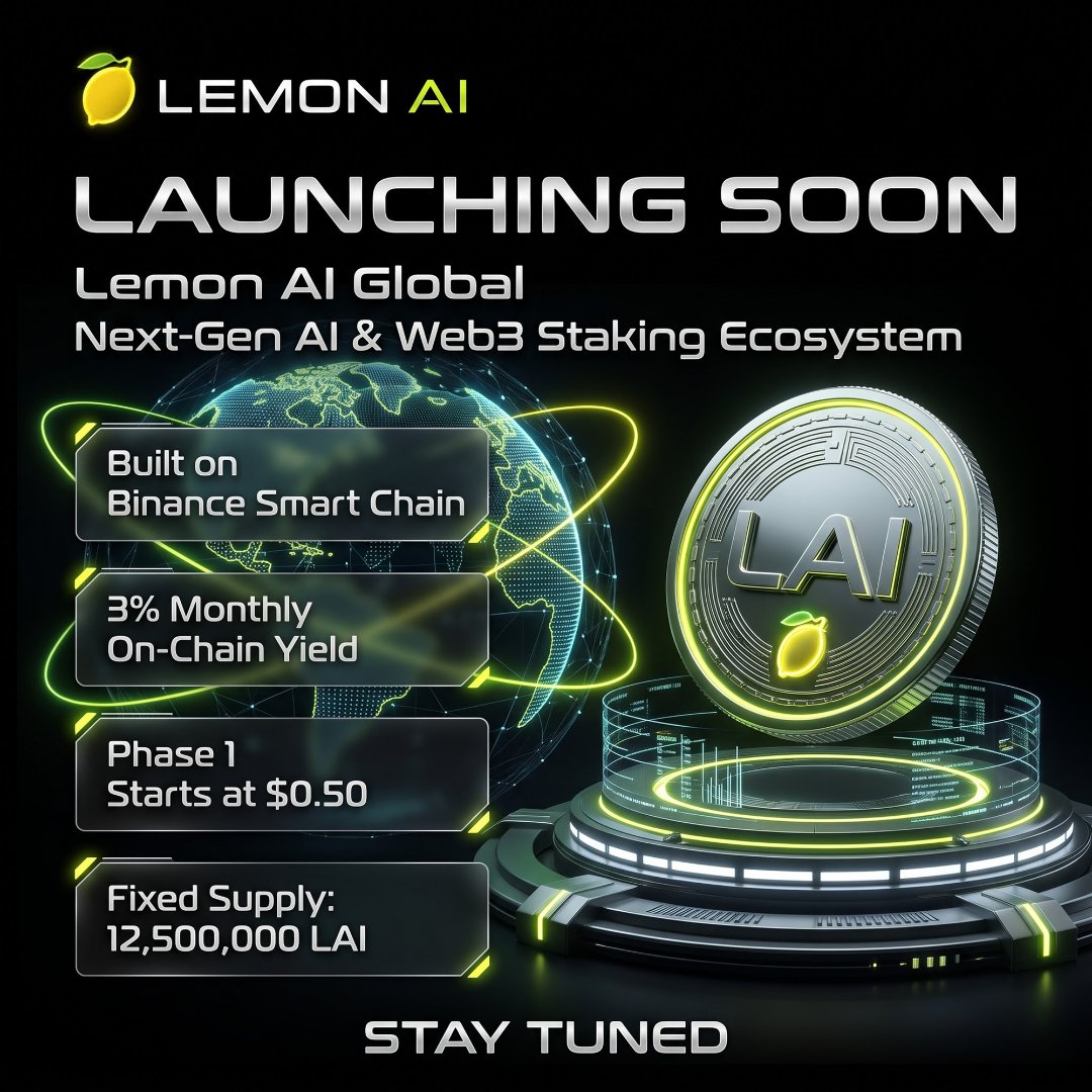 lemonai__'s tweet photo. ๐ **The wait is almost over! ๐**
Lemon AI Global is getting ready to launch a **next-generation AI & Web3 staking ecosystem** built for the future.
๐ฅ **Launching Soon** โ Stay tuned for the next chapter of Lemon AI Global!
#LemonAI #Web3 #Blockchain #ArtificialIntelligence https://t.co/V6Ula5e30w