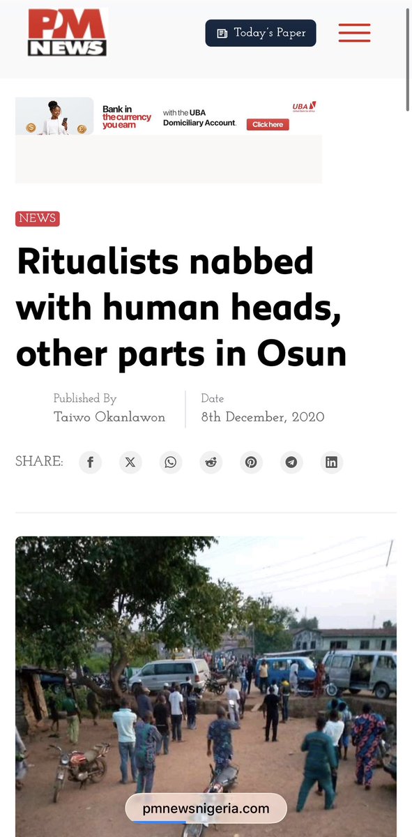 taiwoalabiho2's tweet photo. After a lengthy discussion with my mum about Ade De Gold, the lady that was arrested in Ibadan for kidnapping and selling babies. My mother told me another ritualist that was busted in 2020 in Iwo is now back in town.

This ritualist identified as Alamu also known Hawau was arrested with over 40 human heads and other body parts at Yemoja compound, in Iwo. He was arrested after police tracked down the phone of their latest victim to one of his accomplices. His house was burnt down by angry mob.

He’s a vulcanizer and Okada rider, now he’s back in town. Who’s releasing these criminals back to the society? 
@PoliceNG @Osun_PoliceNG @Osun_State_Gov