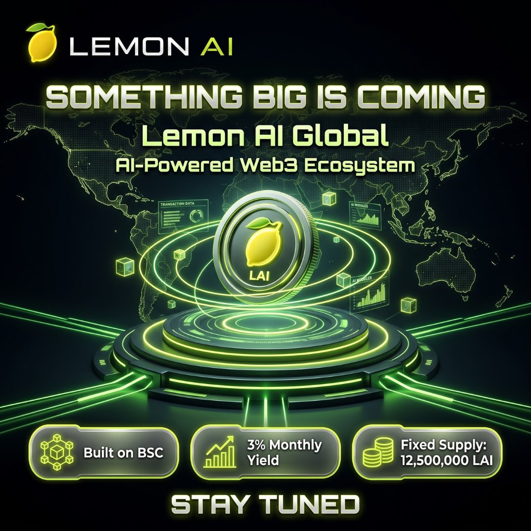 lemonai__'s tweet photo. ๐ **Something big is coming!** ๐
Meet **Lemon AI Global** โ an AI-powered Web3 ecosystem built for the future. ๐๐ค
โก Built on BSC
๐ 3% Monthly Yield
๐ฐ Fixed Supply: 12,500,000 LAI
The future of AI + Web3 is getting closer. **Stay tuned!** ๐ฅ
#LemonAI #LemonAIGlobal #Web3 https://t.co/ZiRXe4hm9j