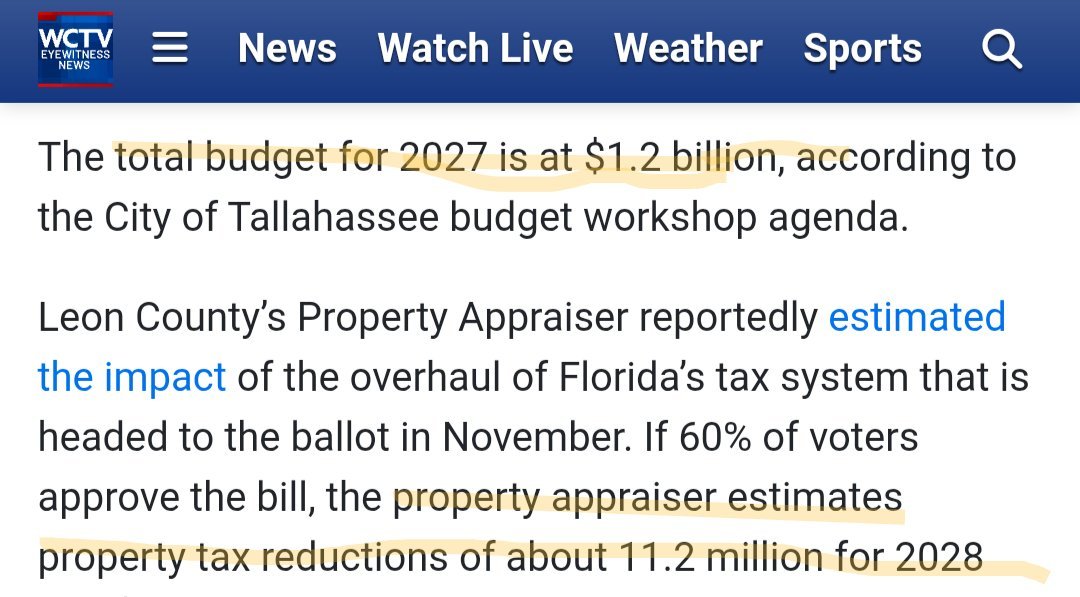 TerryNTally's tweet photo. @GrantWarr1 According to the City of Tallahassee's own budget workshop. The new homestead law would reduce the city's revenue by 0.93% in 2028.  😂
Yes; less than 1%! The sky is falling when the government can't get more of your money. https://t.co/V5fuQRcd9Z