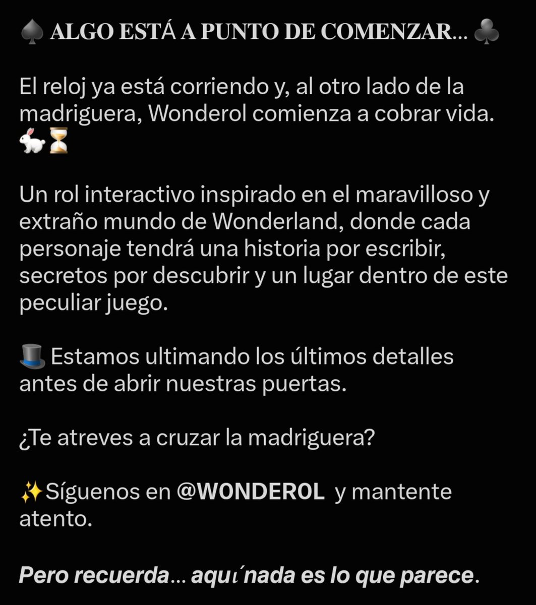 snk_confes's tweet photo. ⚔️: Por acá tenemos un mundillo bonito de rol interactivo inspirado en Wondeland, ¿qué esperan? entrenle, el tiempo corre, tic tac, tic tac, tic tac. 👀
@W0NDER0L https://t.co/a4wPp1sHm2