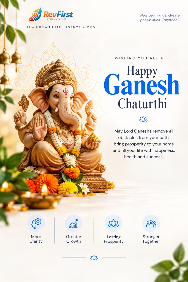 Revfirst_system's tweet photo. May Lord Ganesh remove obstacles, bring clarity to every decision, and bless every new beginning with growth and prosperity. 🙏

Happy Ganesh Chaturthi! 🐘✨

#GaneshChaturthi #NewBeginnings #Prosperity #Growth https://t.co/59OxLr2y11