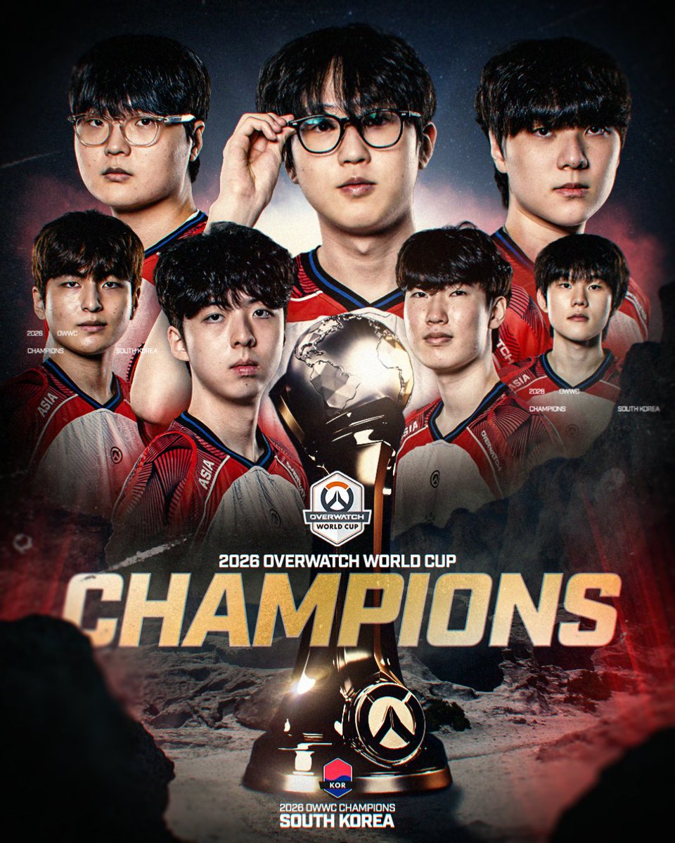 OW_Esports's tweet photo. A FOURTH STAR ON THE JERSEY FOR SOUTH KOREA! 

Congratulations to our #OWWC2026 Champions, @OwwcKoreaTeam! 

@Junbin_ow
@OW_MAX1
@Ow_HeeSang
@seonjun_ow
@Stalk3r_OW
@CH0R0NG_OW
@OwSimple https://t.co/II9avZ3rUq