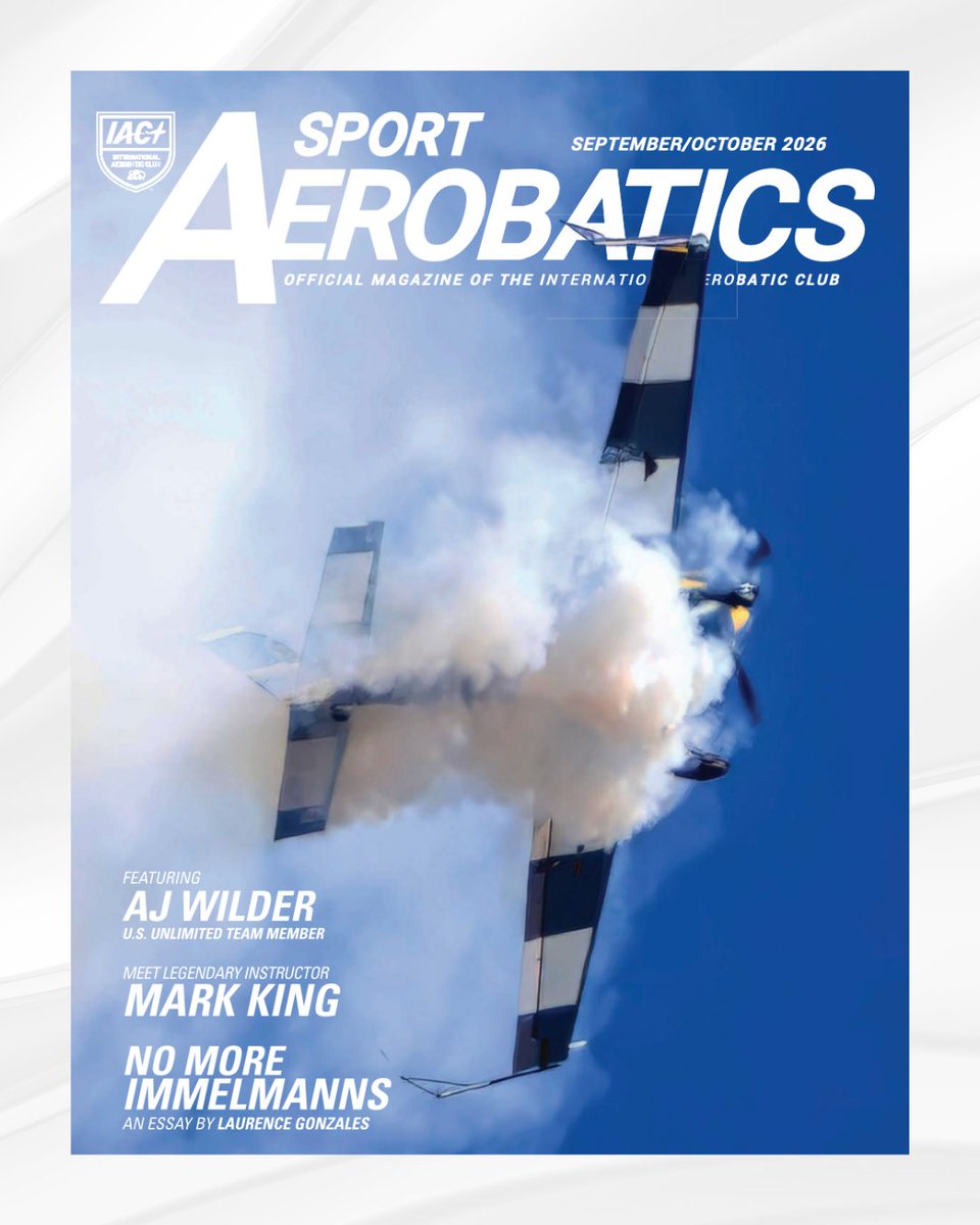 IACHQ's tweet photo. The September/October issue of Sport Aerobatics has arrived! 🙌 Articles featuring Unlimited Team Member AJ Wilder, legendary instructor Mark King, and more are all in this one...don't miss it! 😎

Become an #IAC member to get the mag: https://t.co/99rG8ioIwH https://t.co/dtgbUeAGUo