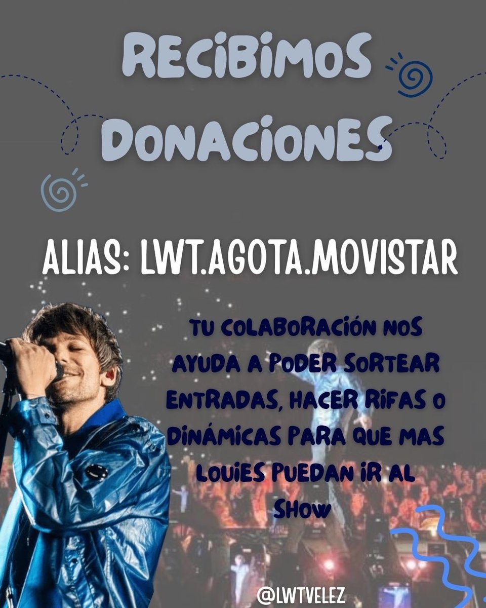 LWTVelez's tweet photo. hola gentee✨ les compartimos el alias para recibir donaciones, todo lo recaudado será destinado a comprar entradas, hacer rifas más accesibles o dinámicas🎟️ cualquier aporte mínimo ayuda un montón 

➡️ ALIAS: https://t.co/MhnT27WZzc

nos ayudan muchísimo difundiendo 🫶🏻

también dejamos PayPal para louies internacionales que quieran ayudar🌎 por ahora es el medio que tenemos, pero estamos buscando una alternativa mejor

https://t.co/vc43mzxtKH

VAMOS A AGOTAR ESE MOVISTAR ARENA 🤍💪🏽🇦🇷