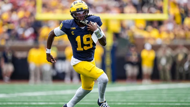 sheetsickos's tweet photo. Bryce Underwood had 18 carries against Oklahoma, the most he's had in a single game in his college career. He also had a QBR of 74.4, the fourth-highest single-game mark of his career.

It'll be interesting to see if Michigan will continue to utilize his mobility this season. https://t.co/hTVP0HQF8E