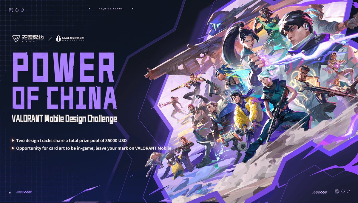 VALCreativeHub's tweet photo. VALORANT MOBILE - "POWER OF CHINA" DESIGN CHALLENGE IS OPEN! 🎨

Outstanding creations may even be officially implemented IN-GAME!

🏆 $35,000 PRIZE POOL

⏰ Submission Deadline:
September 30, 2026

🔗 Submit here:
https://t.co/R7VeZ5wVtE

#VALORANT #VALORANTMobile #GGAC #art https://t.co/o8fvGNMRm7