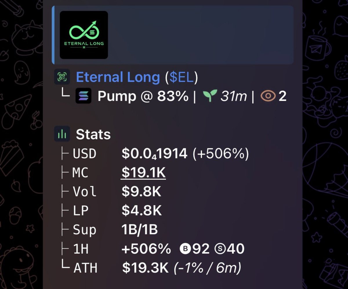 MoonSniper__'s tweet photo. 💎Token : $EL
📈Entry: $19.1k
📊Peak: $73k
🚀Gain: 3.8x Profit 
No hype- just early calls , sharp entries, serious profits and great insiders info 
Dm for my Invite link to My Alpha telegram Channel now 

⛓️ #solana #memecoin #cryptoTrading https://t.co/G39ger8EUs