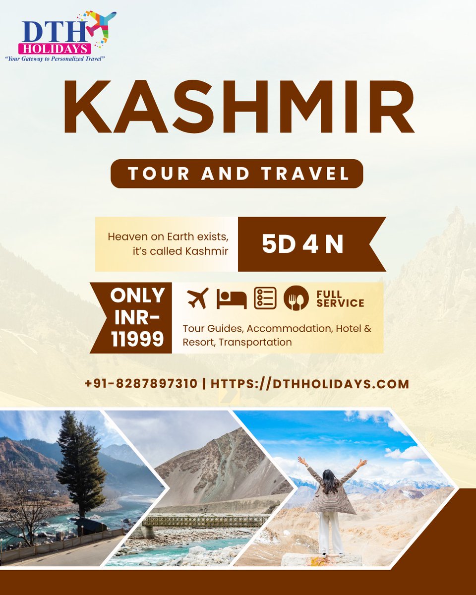 sheenyy91's tweet photo. 🏔️✨ KASHMIR TOUR PACKAGE ✨🏔️
“Heaven on Earth” is calling you! ❤️
Experience the magical beauty of Kashmir with snow-covered mountains, beautiful valleys, lakes &amp; unforgettable memories 🌄
🗓️ 5 Days / 4 Nights
💰 Starting from just ₹11, 999/- https://t.co/XlkhI4pydt