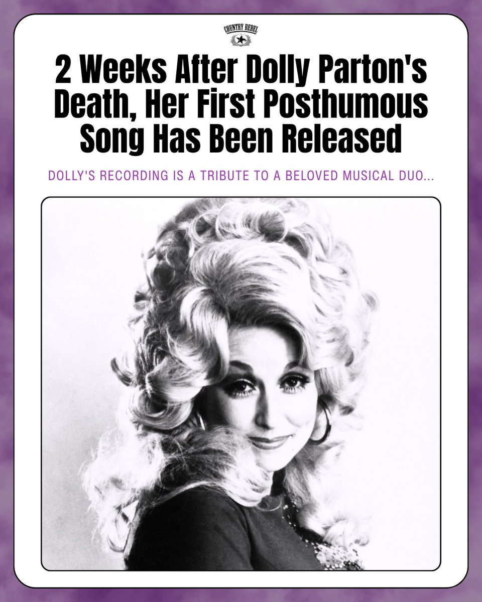 countryrebel's tweet photo. In 2022, Dolly Parton recorded a song in tribute to a beloved musical duo. Four years later, that song is finally out in the world, but sadly, it was released two weeks after Dolly passed away.

This is her first posthumous recording to be made available to the public. Listen to it here: https://t.co/uN97VRYiJY
