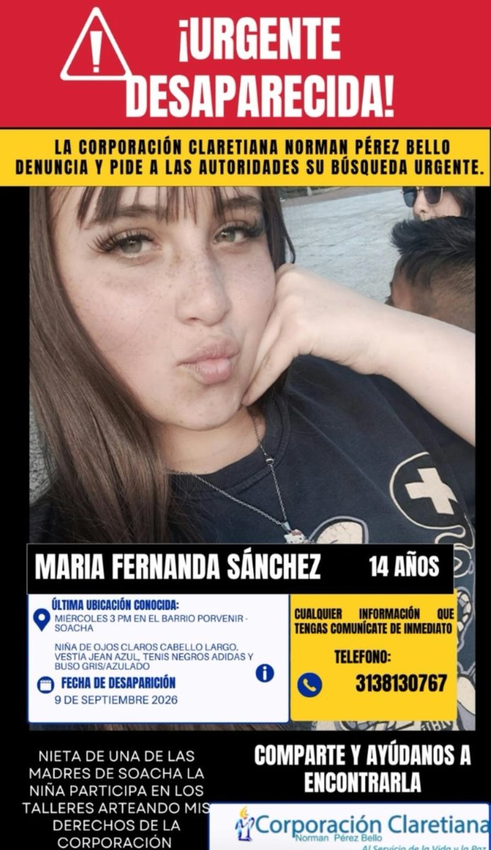 PS1COPOLITICO's tweet photo. Muy lamentables las desapariciones de niñas en las últimas semanas, mientras las autoridades locales en Bogotá y las nacionales parecen no interesarse por el tema. Desidia. https://t.co/7liSIfxfbv