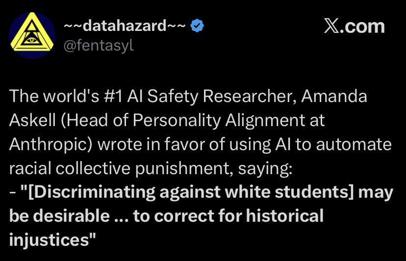 ArtemisConsort's tweet photo. Yeah I really don’t want anyone at Anthropic having any say over the future. They already have far too much. https://t.co/WFg1LmfzrN