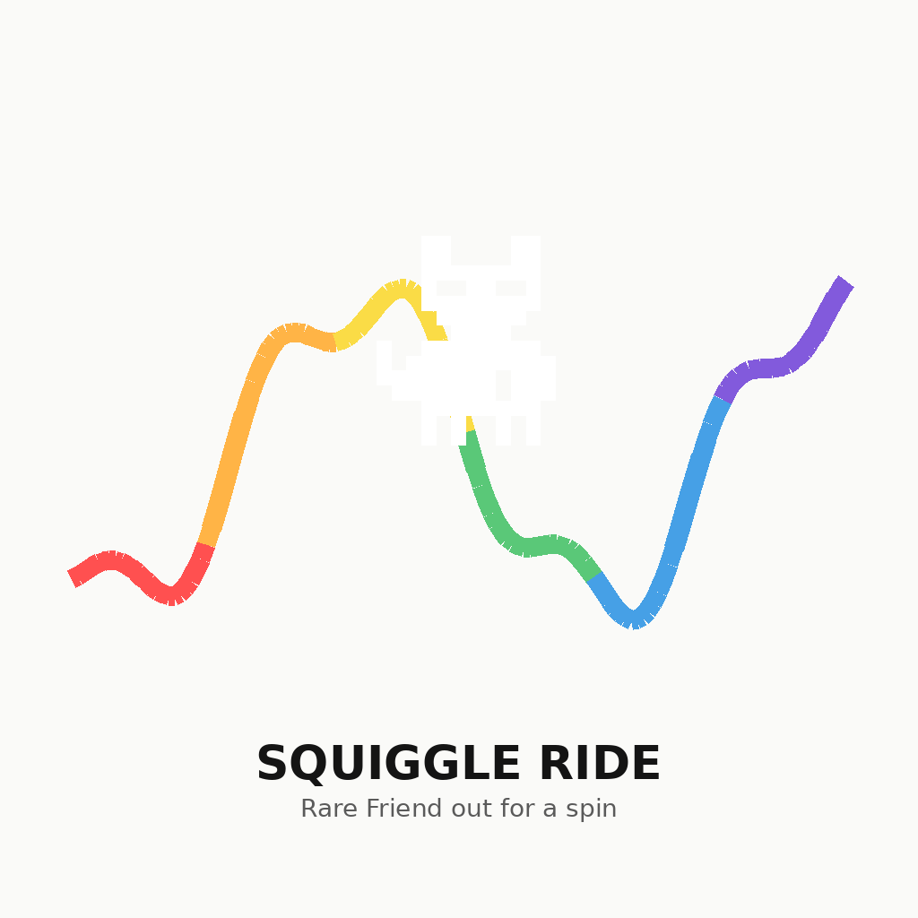 deltaHedge00's tweet photo. A Rare Friend is riding Chromie Squiggles.

Squiggles were made to move, and this one found the perfect onchain roller coaster.

https://t.co/YCYV7bSfxm https://t.co/Bd7vgFSGR9