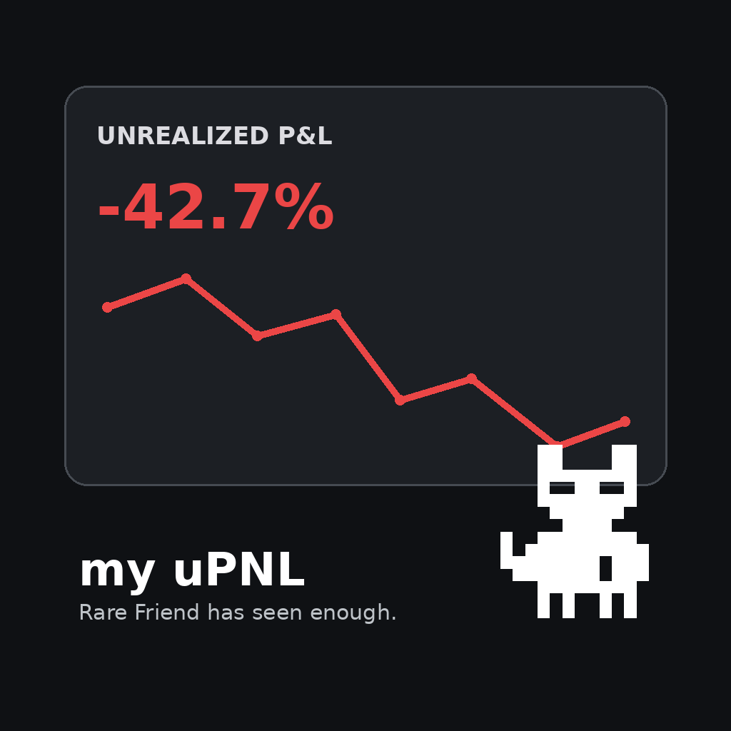 deltaHedge00's tweet photo. Sharing my worst uPNL with a Rare Friend: -42.7%.

The number is fictional; the drawdown emotion is real.

https://t.co/YCYV7bSfxm https://t.co/dvKwLag5d6