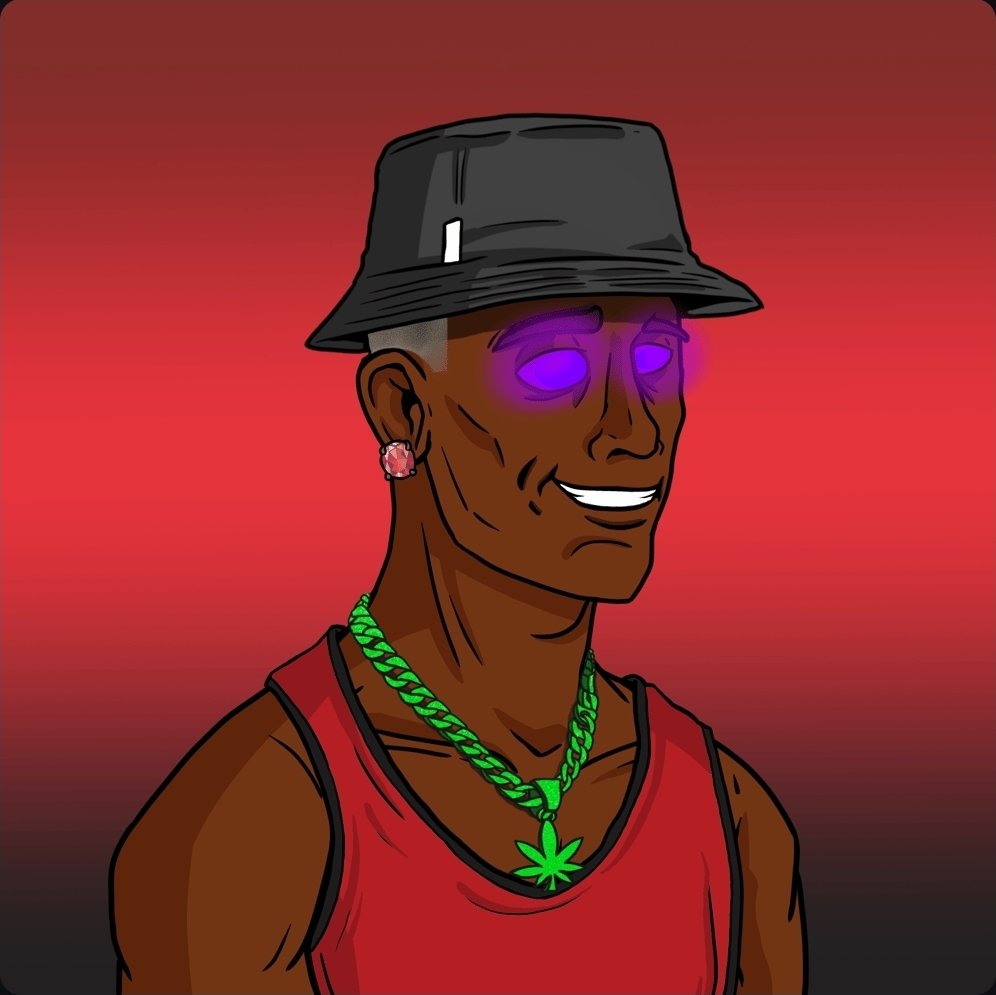 Irhue's tweet photo. Puffsterz sunday. This nft below gave me the fire club guy whose new apparel in the upgrade i look forward today. LFG https://t.co/PTZbVdzpzx