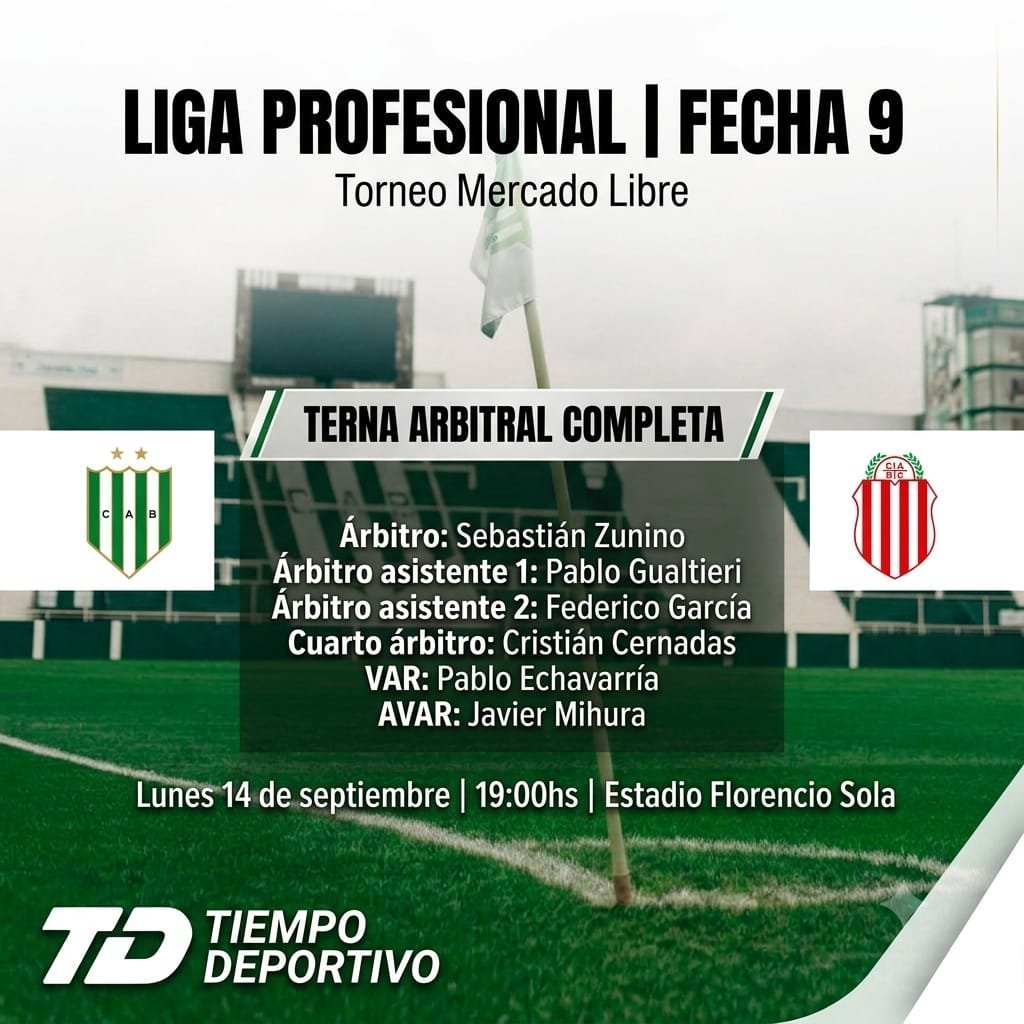 TiempoDeportiv8's tweet photo. ⚽️🇦🇷 ¡ÁRBITROS CONFIRMADOS EN EL FLORENCIO SOLA! 🏟️

La Liga Profesional dio a conocer la designación arbitral para el duelo del próximo lunes 14 de septiembre, a las 19:00, entre #ElTaladro 🟢⚪ y #ElGuapo 🔴⚪.

👨‍⚖️ Ya están las autoridades listas para un nuevo capítulo. https://t.co/x9StK6n7he