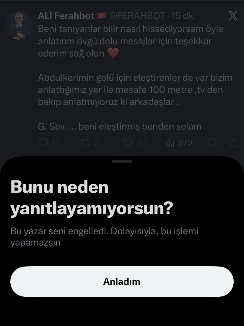 vandettaXst's tweet photo. Ne oldu @FERAHBOT cevap bile veremezsin öyle engellersin sadece. Eleştiriye açık ol. Maçları da tarafsız anlat.   Böyle anlatacaksan git yuvana gs tv de anlat. @beINSPORTS_TR @beINSPORTS bu adamı duymak istemiyoruz ya bu spikeri gönderin ya çift spiker yapın! https://t.co/XviD82C3YI