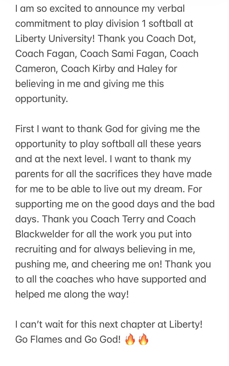 Kinley_Hood3's tweet photo. GO FLAMES! 🔥
Thank you Coach Dot, Coach Fagan, Coach Sami Fagan, Coach Cameron, and Coach Kirby for this opportunity!
@NationalsBatts @T_Batts3 @ob_burns @LibertySB @CoachDot_LU @SamiFagan @CameronKFagan @kickem2theKIRB https://t.co/wrSvMkMkyA