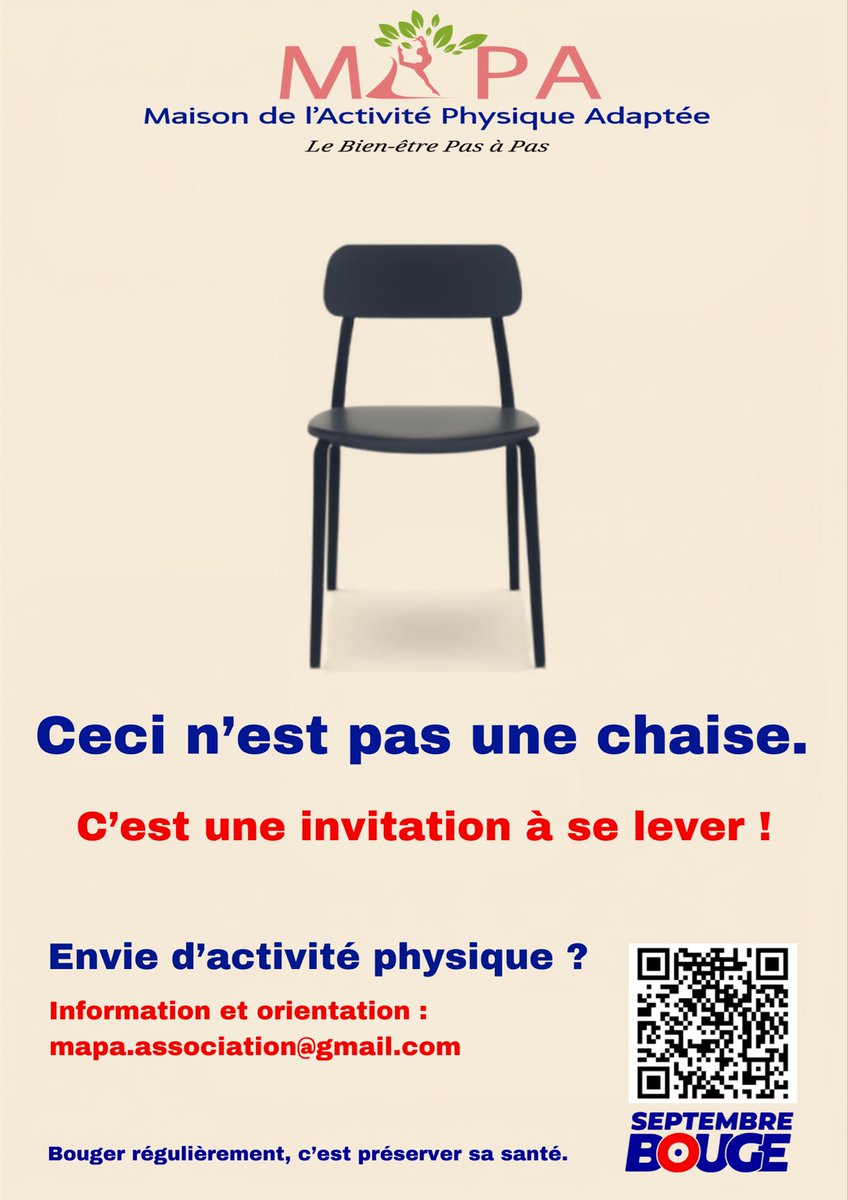 mapavx's tweet photo. Septembre Bouge !

Parce que chaque pas compte pour notre santé, faisons de l’activité physique un réflexe du quotidien.

Bougeons pour notre santé ! 💙❤️

#SeptembreBouge #MAPA #SportSanté #ActivitéPhysique #Prévention #paris15 https://t.co/SUNSDwNFij