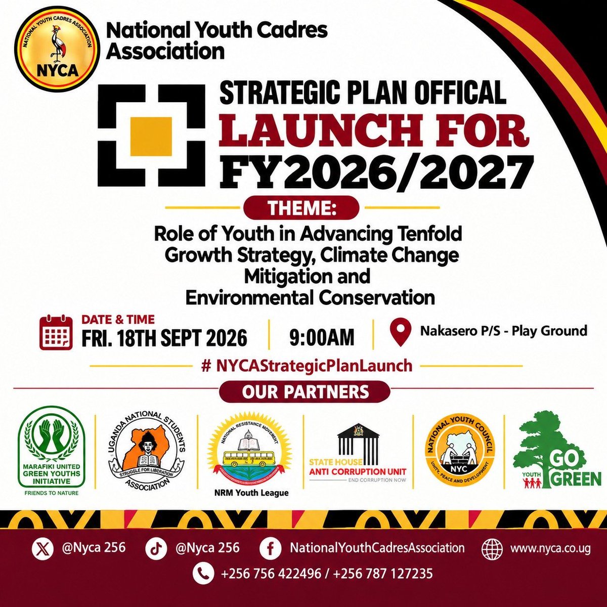 sayun4300's tweet photo. The youth are key partners in protecting our environment and taking climate action. 
    Join us this Friday at 9AM at Nakasero P/S Playground for the Strategic Plan Launch.

#NYCA @Nyca2562 @NRMYouthsDesk @NrmYouthleague https://t.co/zxdiHEcwZn