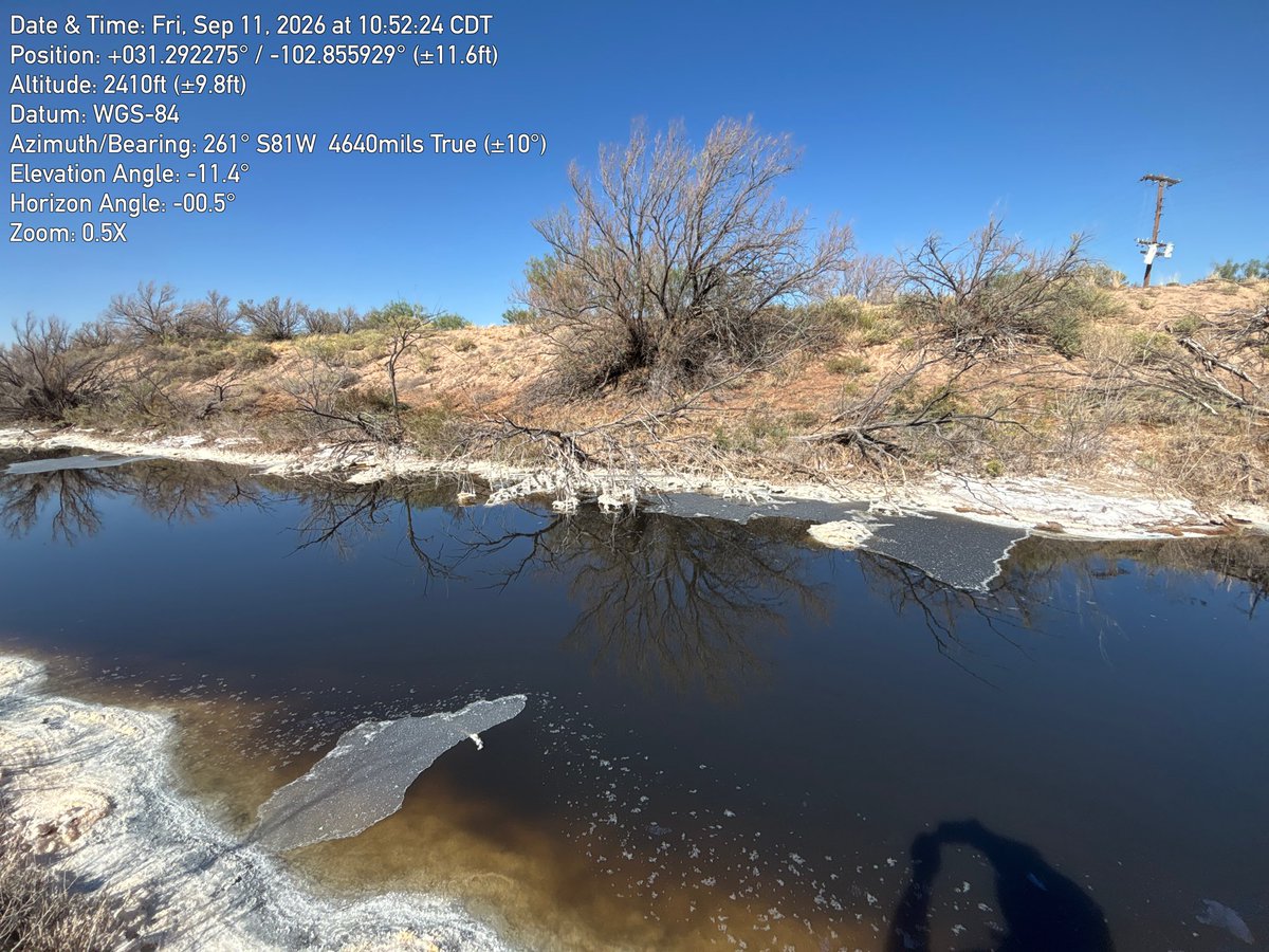 HawkDunlap's tweet photo. Reminder - the railroad commission regulates oil and gas. Don’t let them distract you from the real issues. Like this mystery sludge leaking into the Pecos River in Ward County. https://t.co/F8iR4WY578