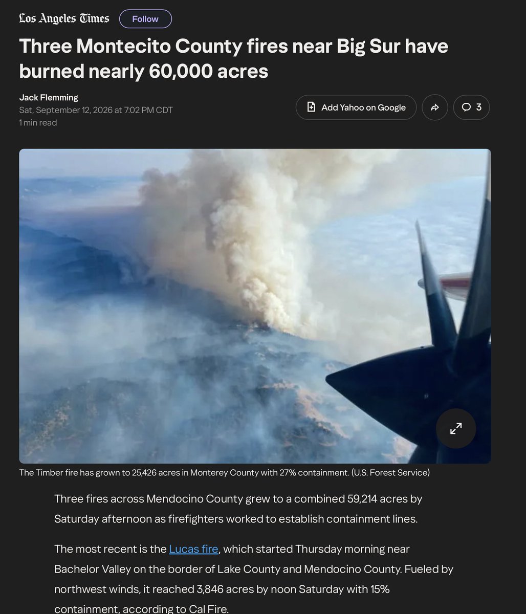 spencerpratt's tweet photo. The El Segundo Times is such a joke. There is no Montecito County. And the 2 big fires being attributed to Mendocino County are actually in Monterey County. Additionally...these fires are basically wrapped, and there were no structure losses, so they're insignificant incidents. https://t.co/4LFuwycrhM