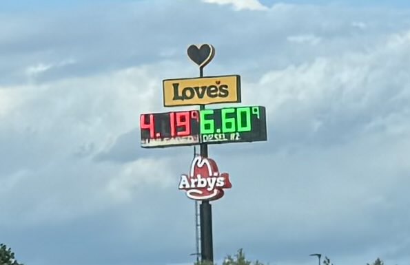 RepThomasMassie's tweet photo. i’m driving to DC right now and this is the price of fuel in the Midwest. Every lever Congress and the President can pull to affect the price of fuel have been pulled in the wrong direction. This is political malpractice seven weeks before an election. https://t.co/LyaJZuIJ04