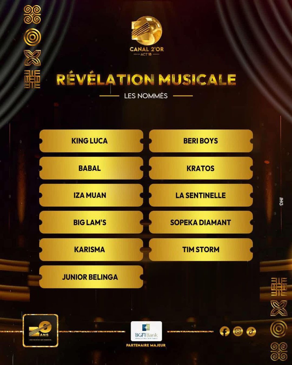 BeriBoysClub's tweet photo. 2 NOMINATIONS AUX CANAL 2’OR 🏆🔥

Nous sommes officiellement nommés aux Canal 2’Or – Act 15 dans deux catégories :

• Artiste Masculin Afro-Urban
• Révélation Musicale

Deux catégories. Une nouvelle étape.

BERITOTHEWORLD 🌍🛶 https://t.co/ozS3xAXcrF