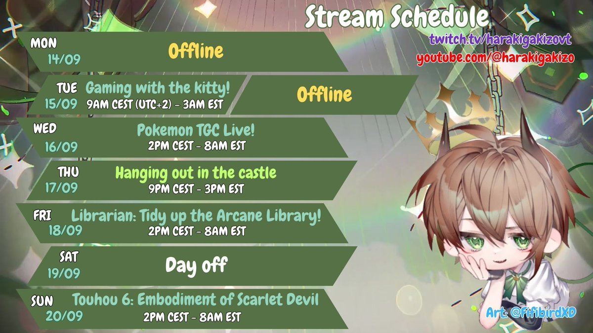 HarakiGakizo's tweet photo. ✨Schedule of the 14th to the 20th!✨

Haven't played Touhou in 6 years! Let's see how it goes! 😅 https://t.co/DtluYRZqDZ