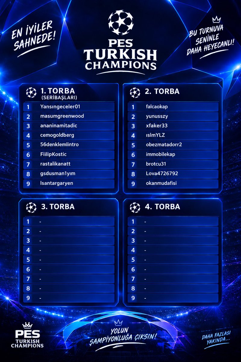 pesteamchamp's tweet photo. 🏆 PES TURKISH CHAMPIONS — 2. TORBA AÇIKLANDI! 🏆 https://t.co/n32Z0BEVGd